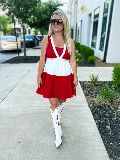 Red & White Day & Moon Dress