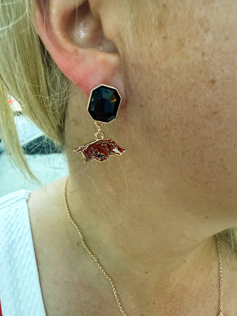Arkansas Razorback Logo Earrings-Gold