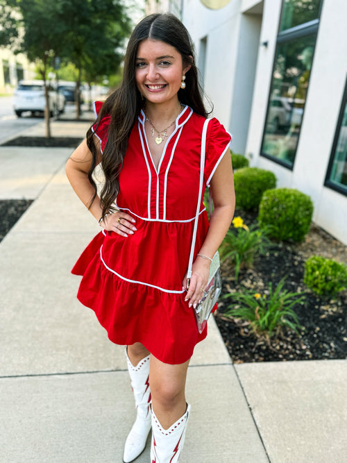 Red Ruffle Bibi Dress