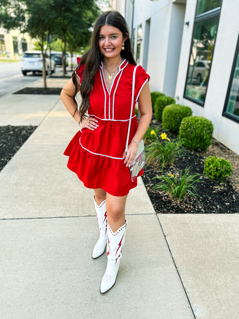 Red Ruffle Bibi Dress
