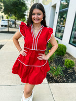 Red Ruffle Bibi Dress