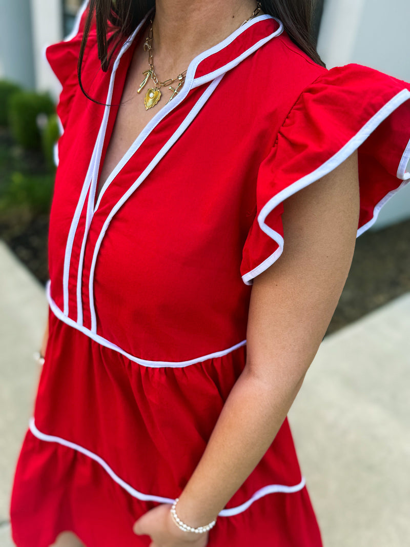 Red Ruffle Bibi Dress