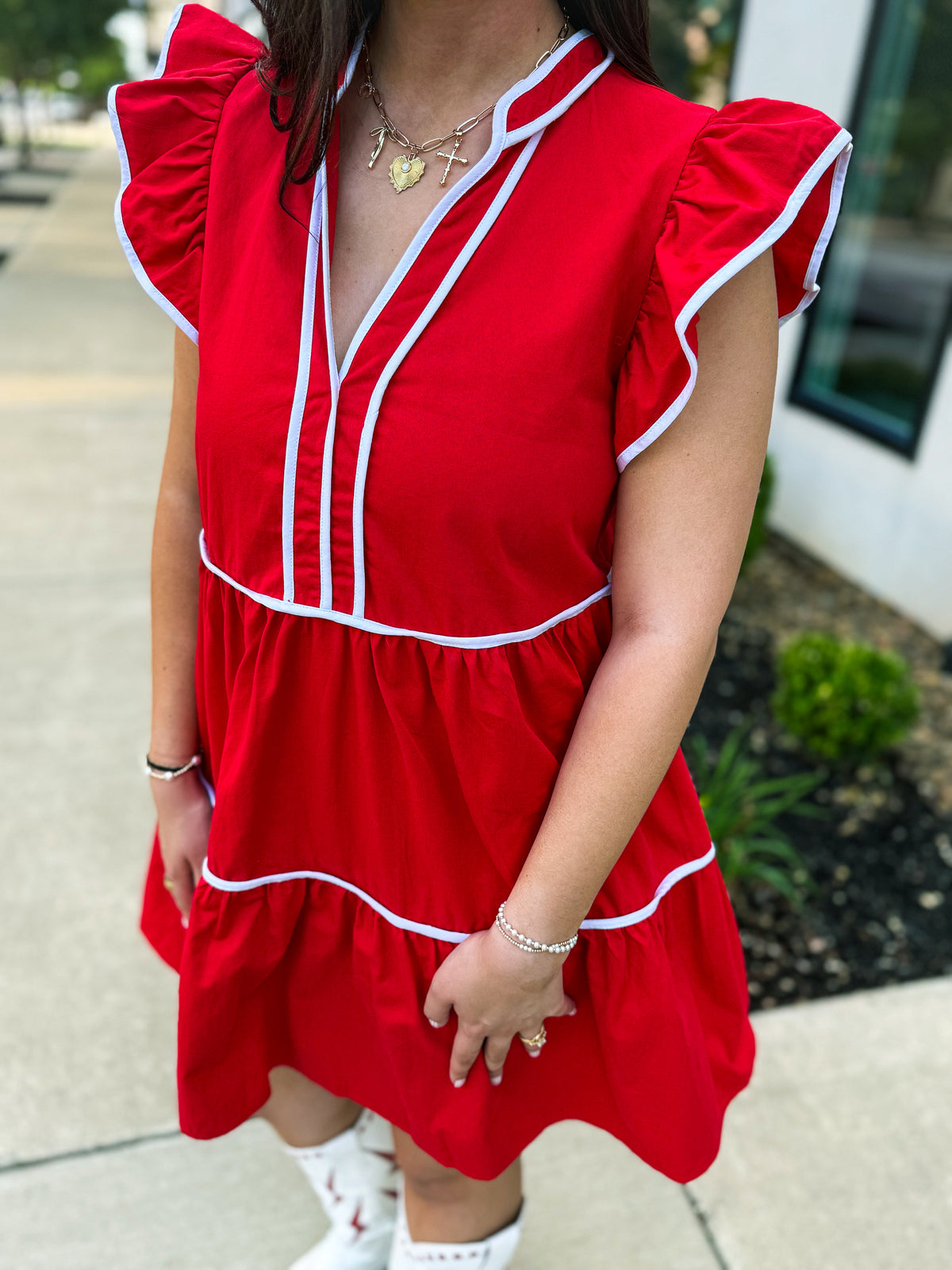 Red Ruffle Bibi Dress