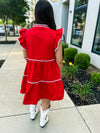 Red Ruffle Bibi Dress
