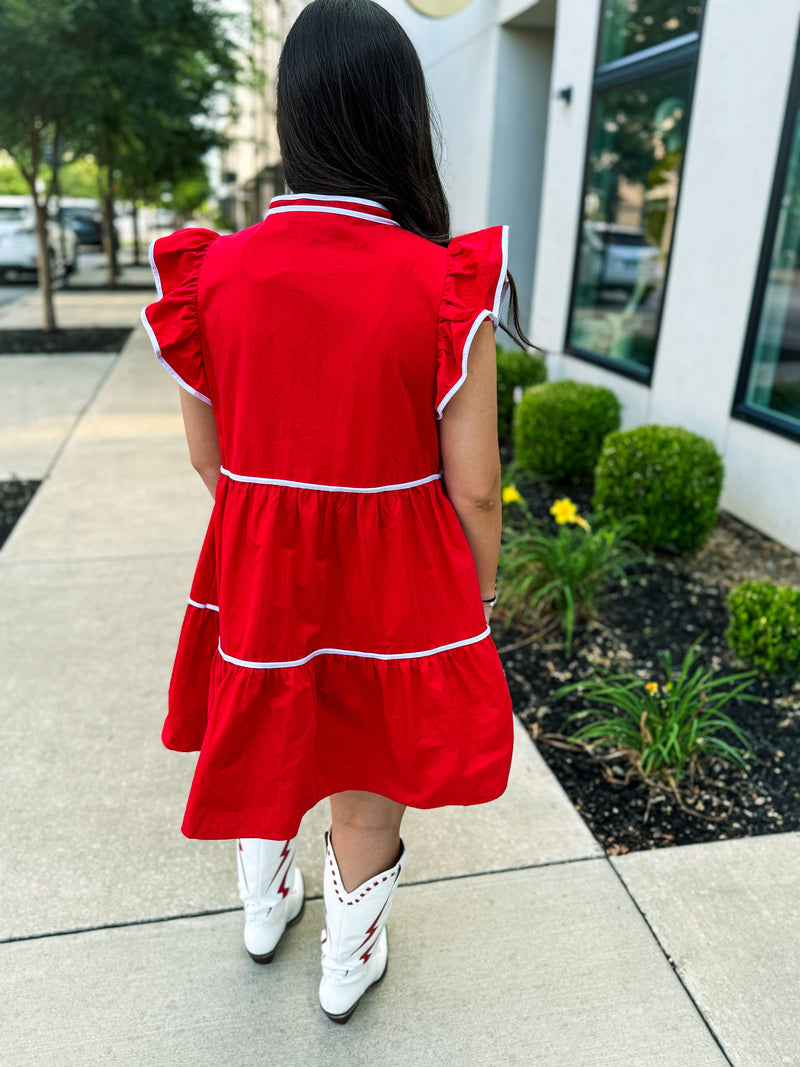 Red Ruffle Bibi Dress