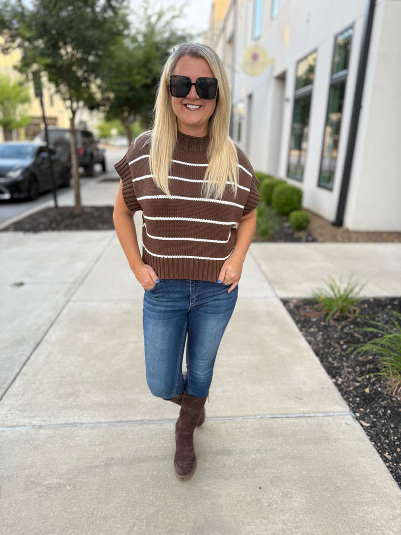 Brown Cropped Sweater-Zenana