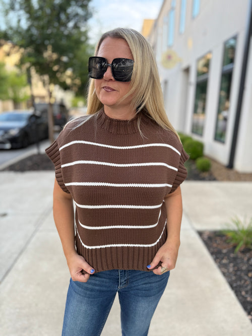 Brown Cropped Sweater-Zenana