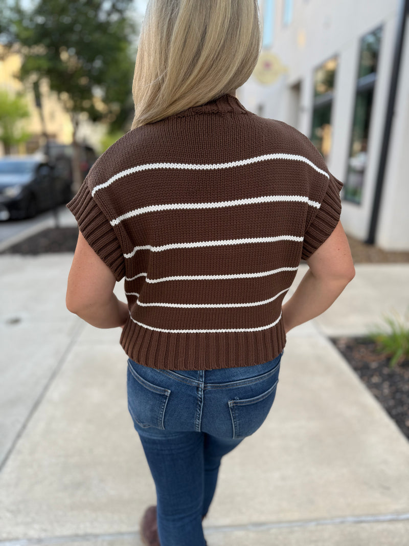 Brown Cropped Sweater-Zenana