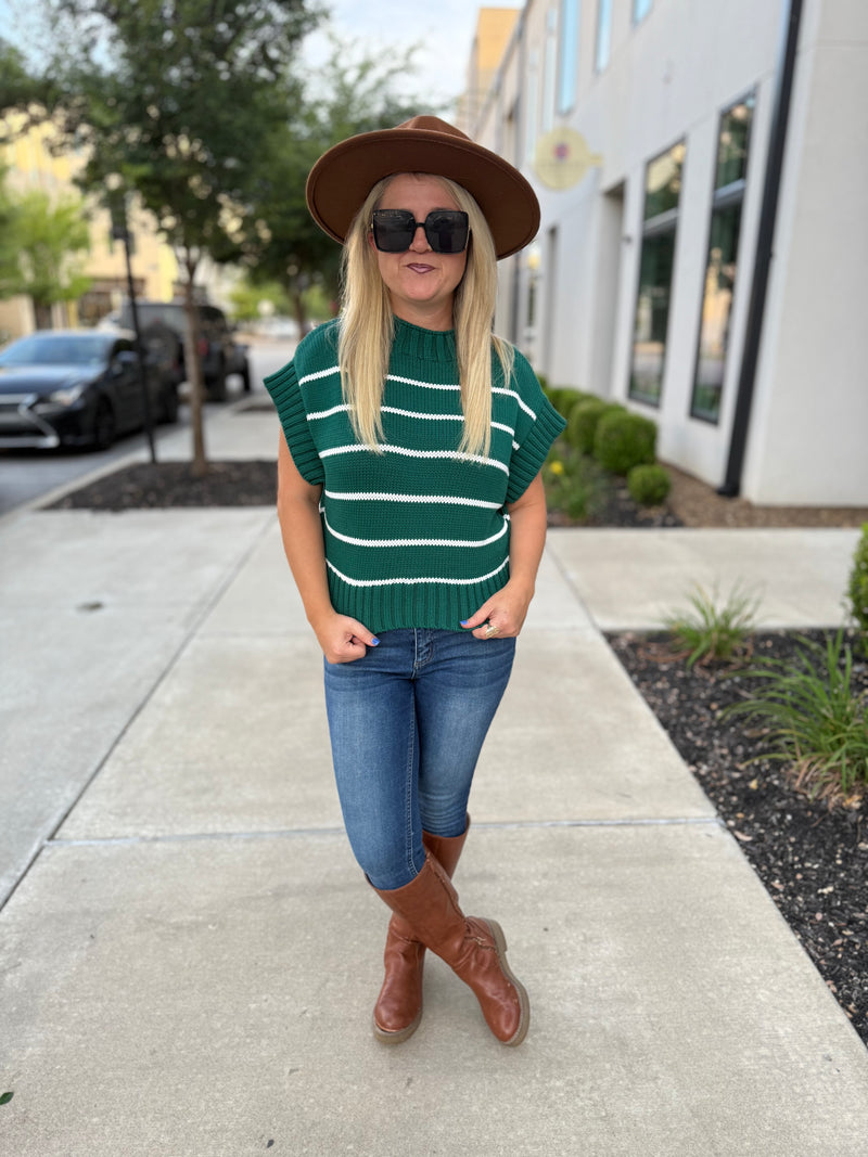 Green Cropped Sweater-Zenana