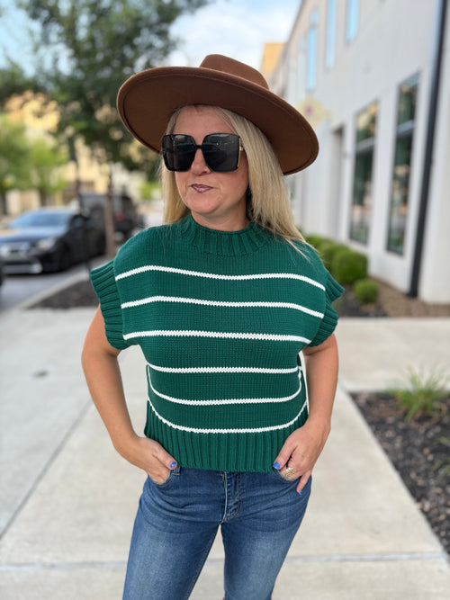 Green Cropped Sweater-Zenana
