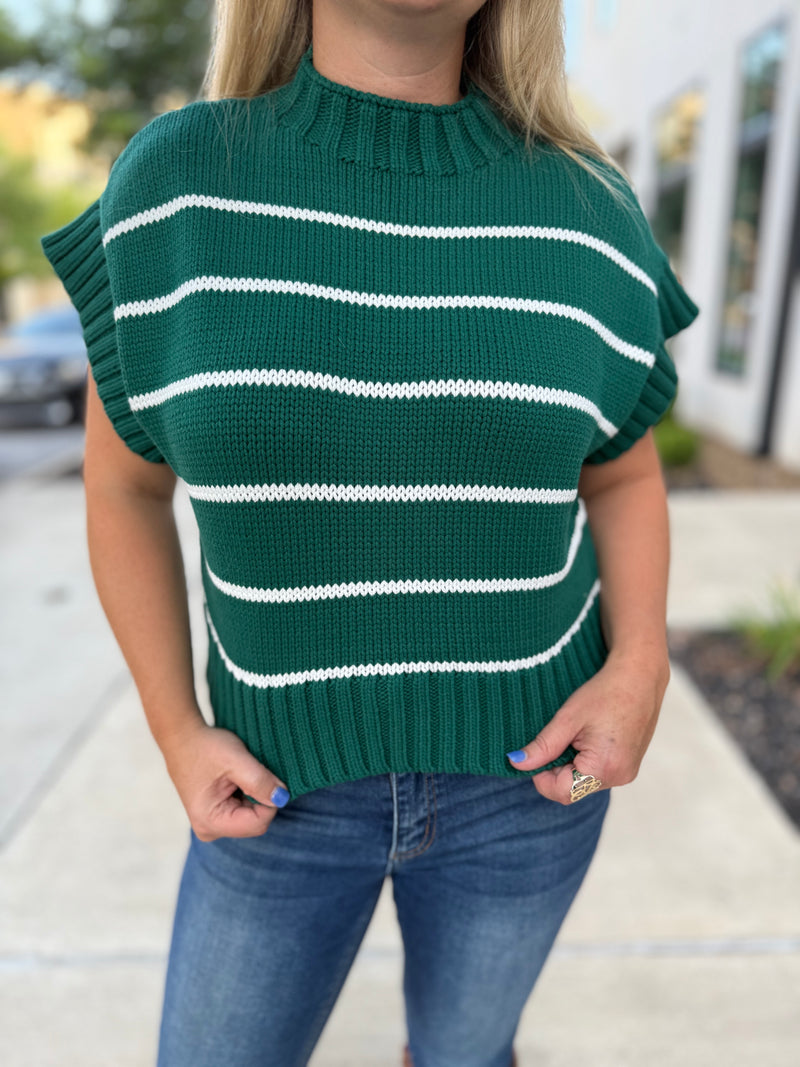 Green Cropped Sweater-Zenana