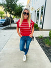 Red Cropped Sweater-Zenana
