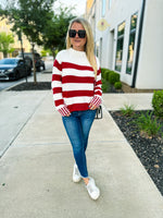 Red Long Sleeve Striped Sweater Zenana
