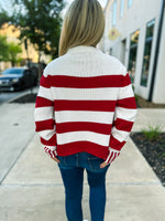 Red Long Sleeve Striped Sweater Zenana