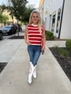Red Striped Vest with Bows-Zenana