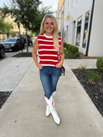 Red Striped Vest with Bows-Zenana