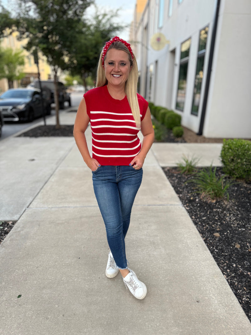 She & Sky Red Sweater Vest