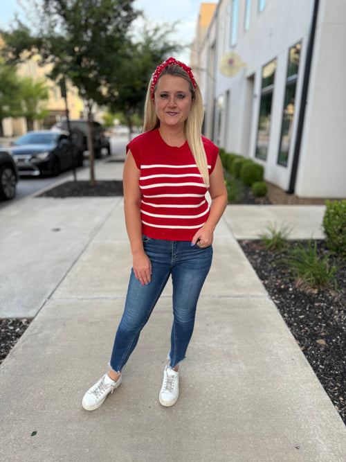 She & Sky Red Sweater Vest