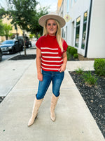 Red Striped Sweater with Pocket-Zenana