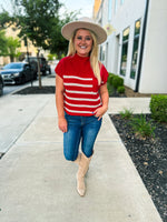Red Striped Sweater with Pocket-Zenana