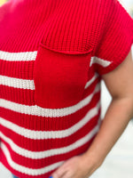 Red Striped Sweater with Pocket-Zenana