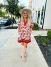 Rust Floral Puff Sleeve Dress