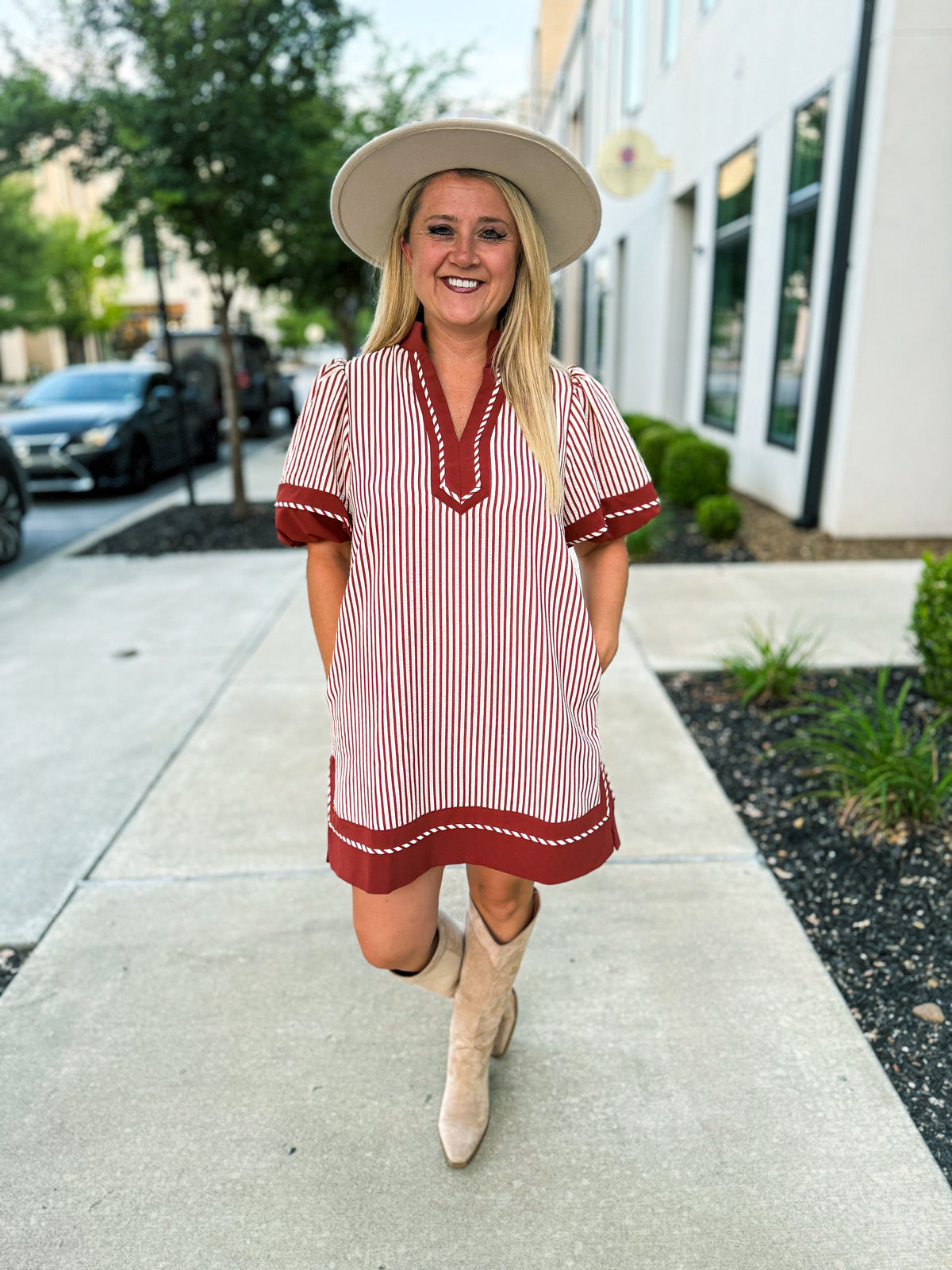 Rust Striped Entro Dress