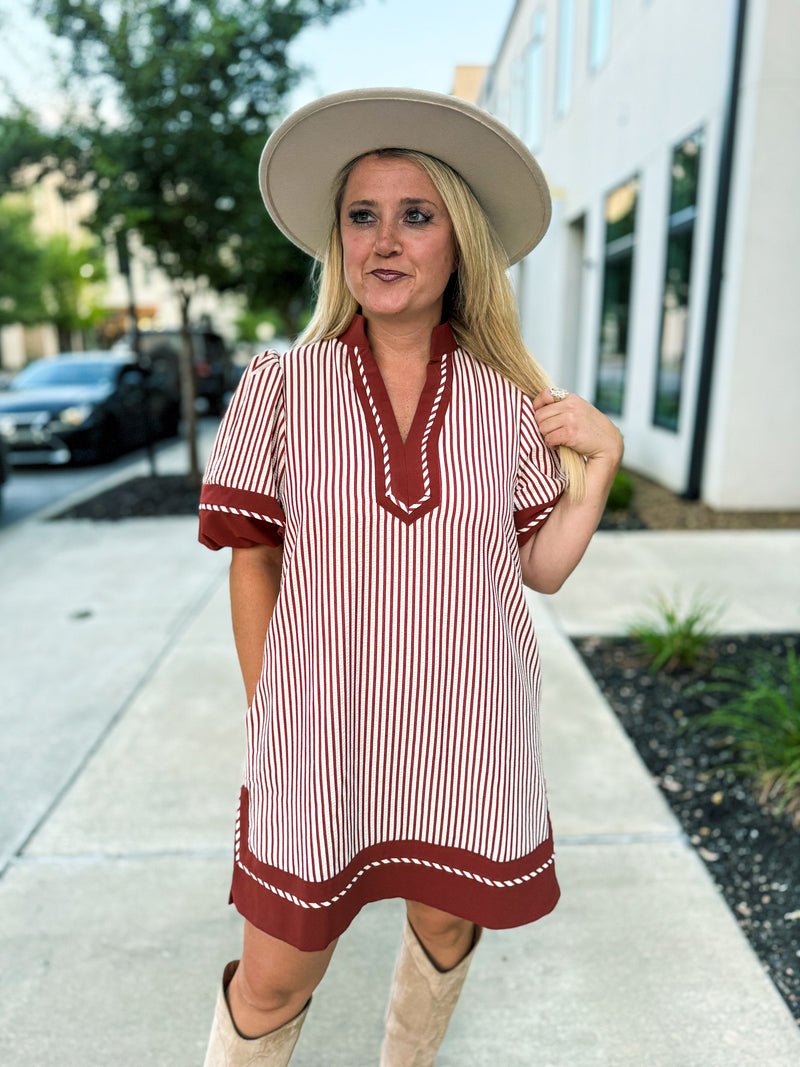 Rust Striped Entro Dress