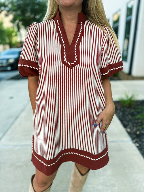 Rust Striped Entro Dress