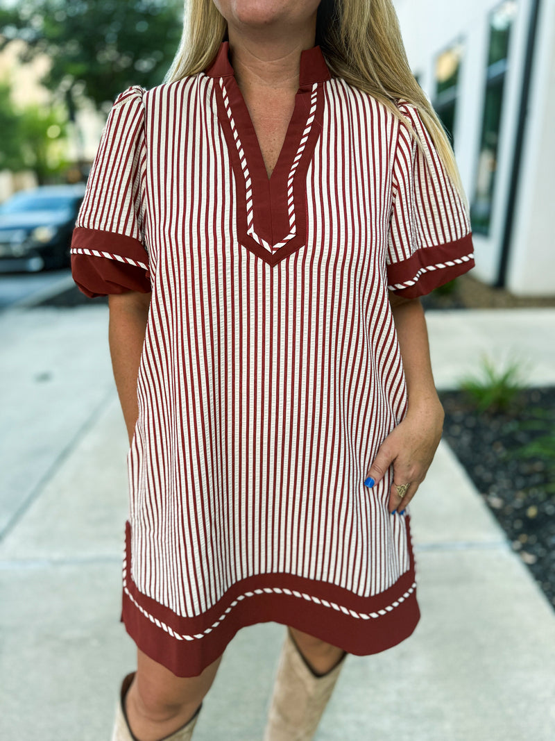 Rust Striped Entro Dress