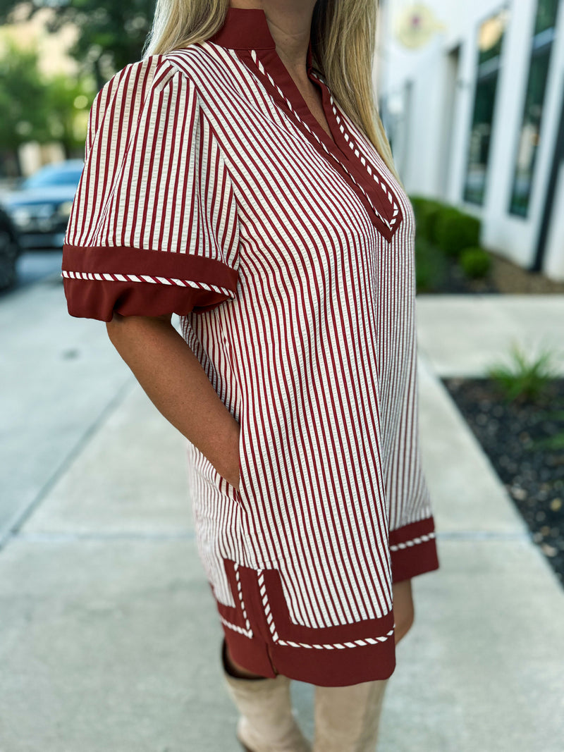 Rust Striped Entro Dress