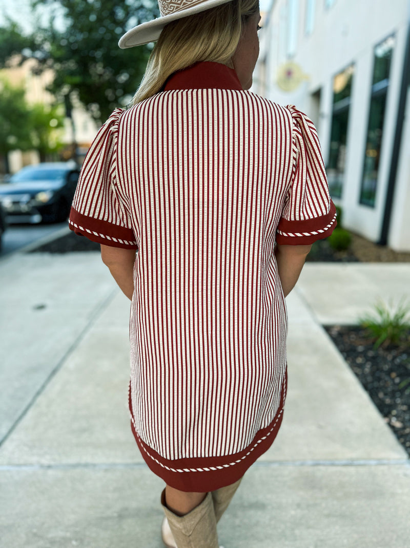 Rust Striped Entro Dress