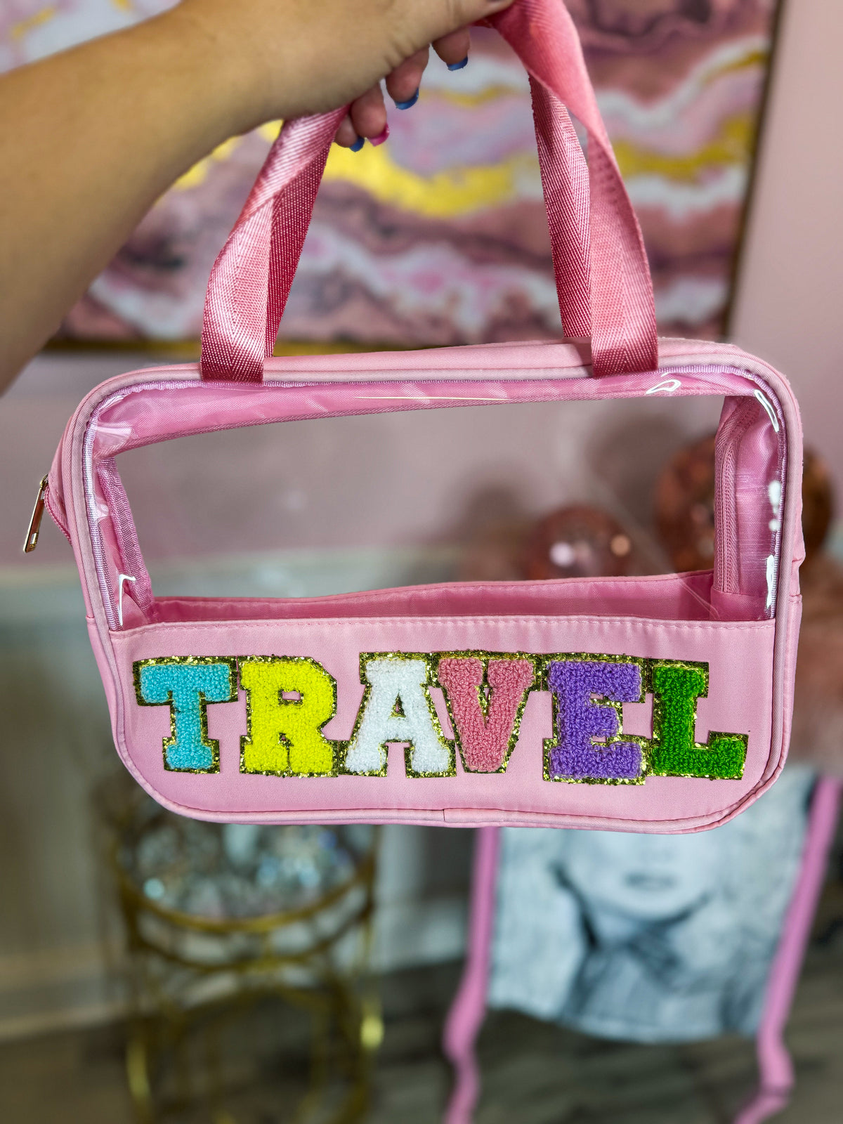 Clear Travel Bag-Pink
