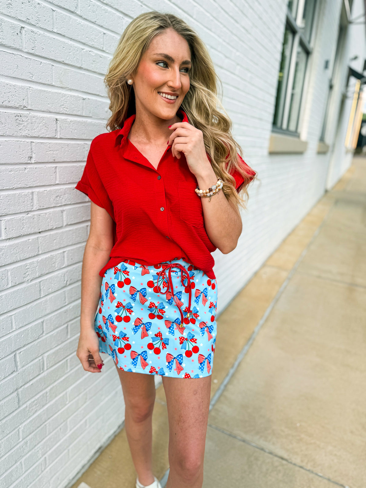 Red Zenana Button Up