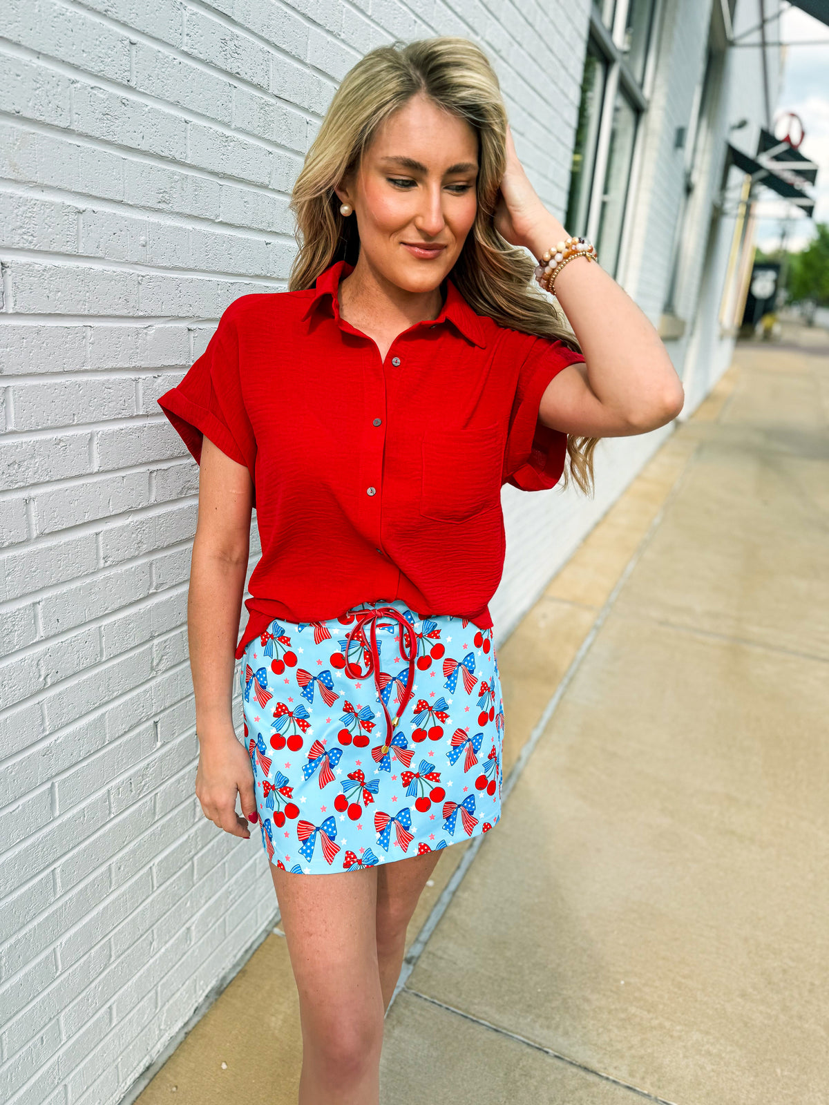 Red Zenana Button Up
