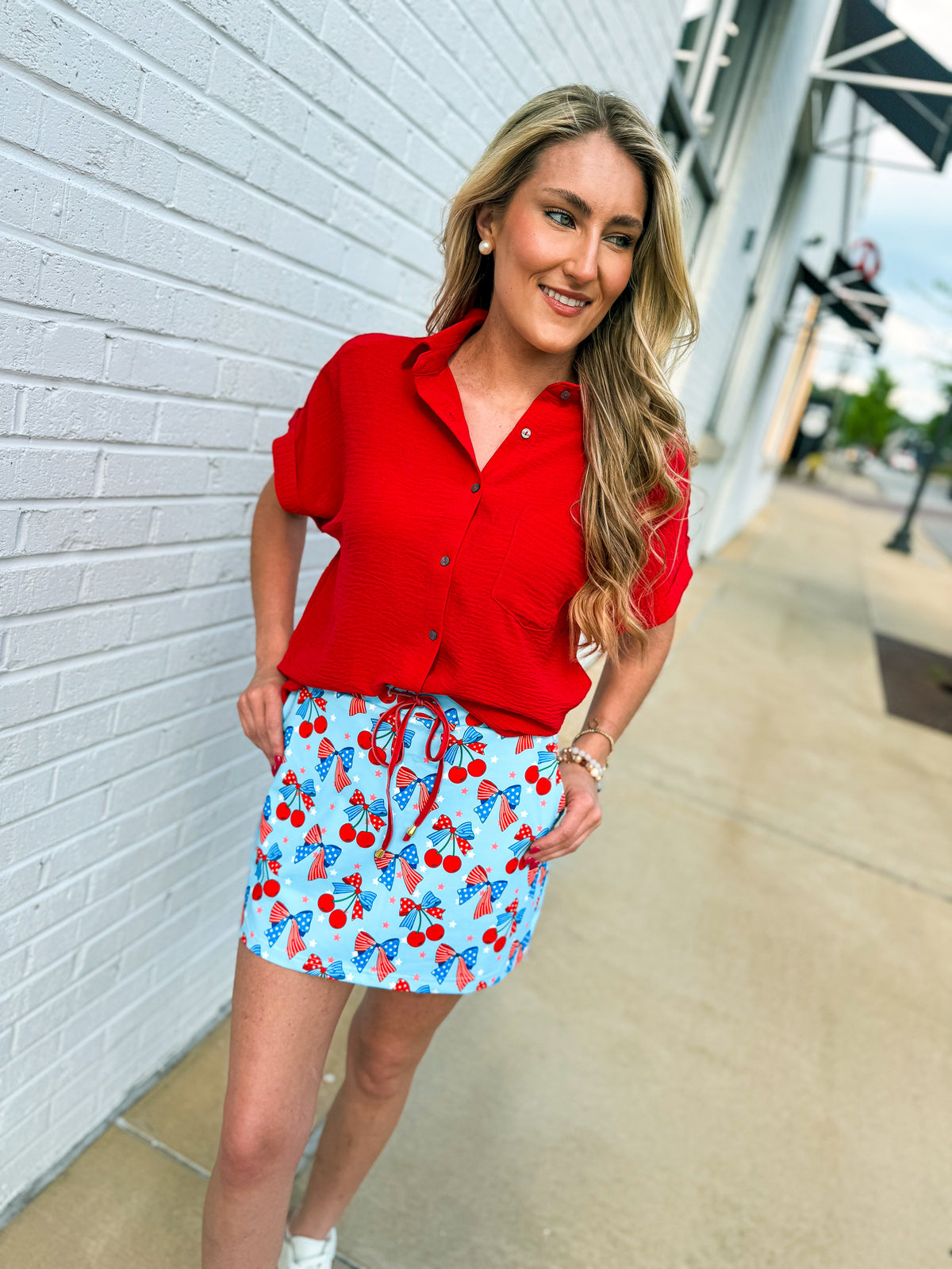 Red Zenana Button Up