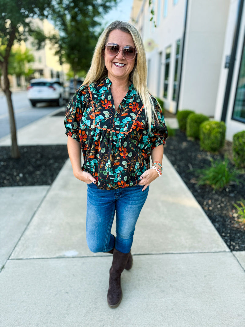 Autumn Bloom Dolman Sleeve Top