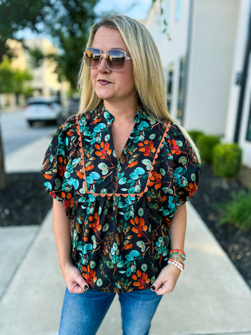 Autumn Bloom Dolman Sleeve Top
