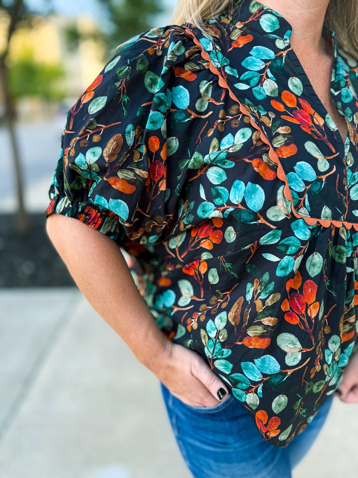 Autumn Bloom Dolman Sleeve Top