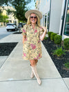 Creme Floral Puff-Sleeve Dress