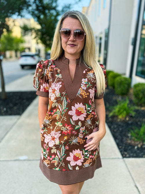 Autumn Floral Mini Dress