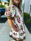 Creme Floral Print Dress with Waist Tie