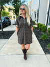Leopard Puff Sleeve Mini Dress