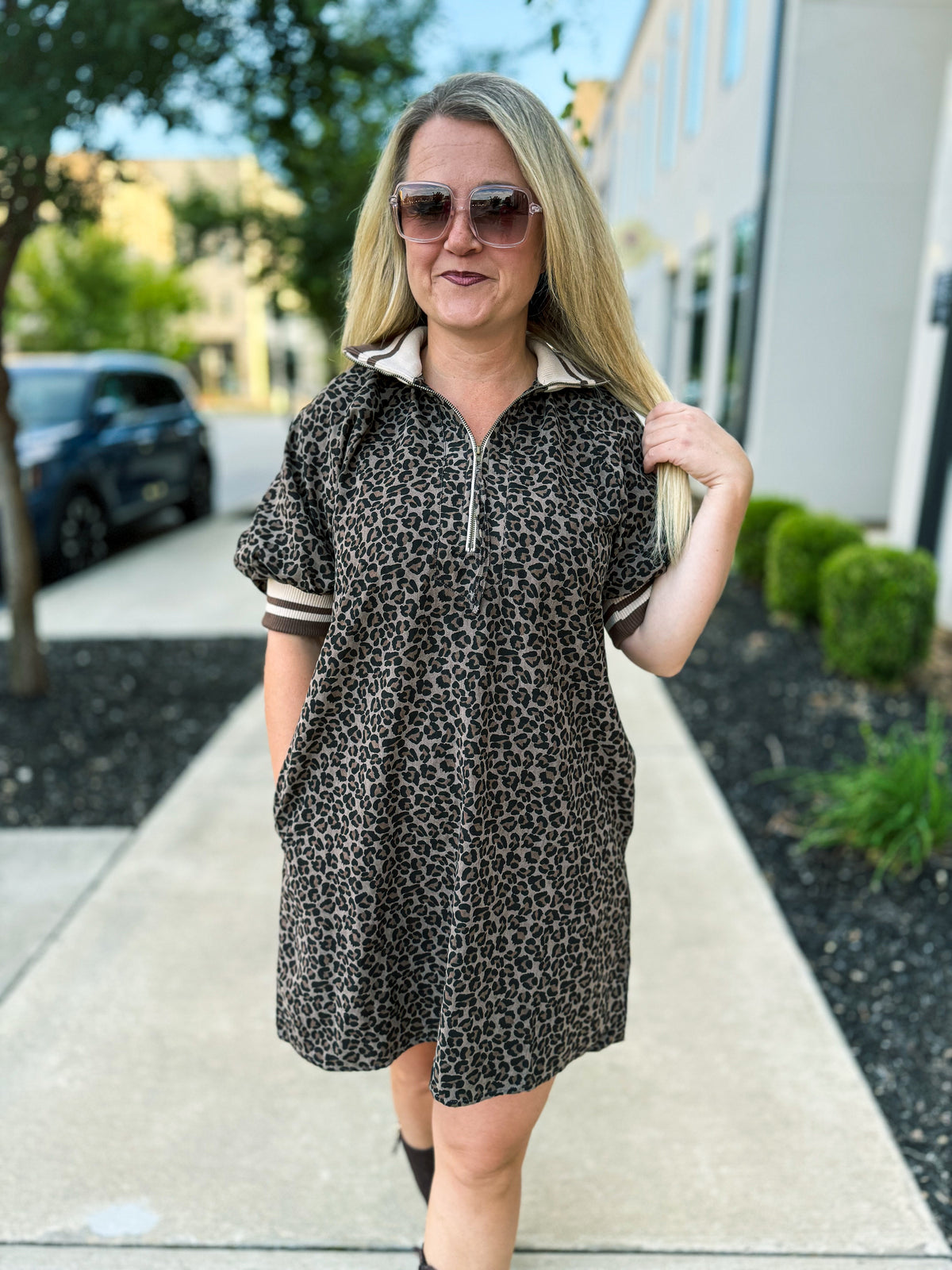Leopard Puff Sleeve Mini Dress
