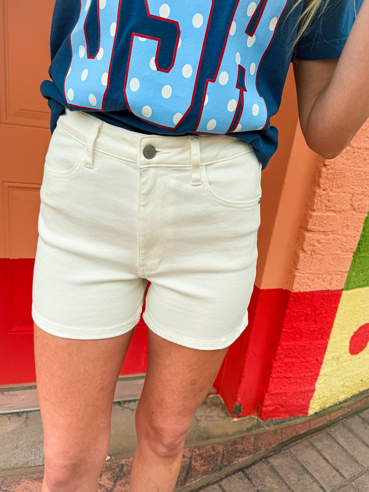 White Judy Blue Shorts