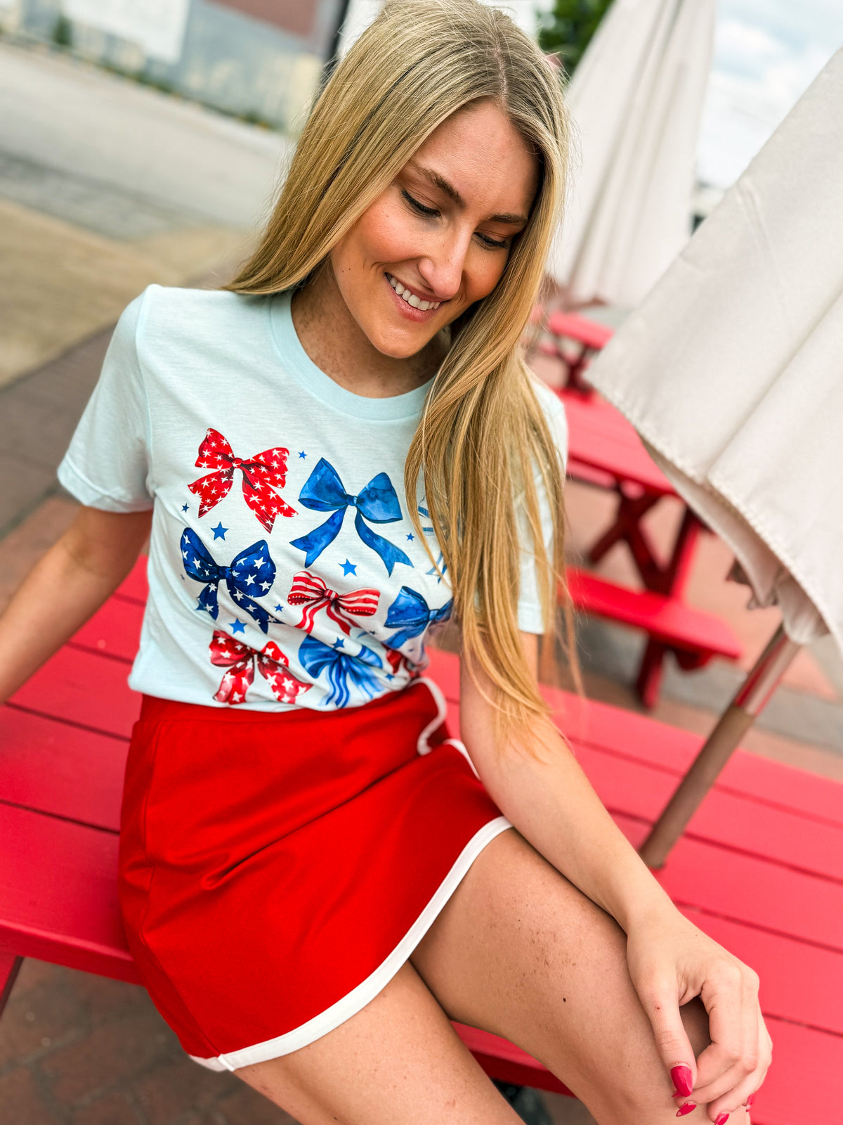 Blue American Flag Bow Tee