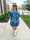 Denim Floral Dress-Entro