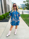 Denim Floral Dress-Entro