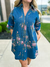 Denim Floral Dress-Entro