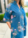 Denim Floral Dress-Entro